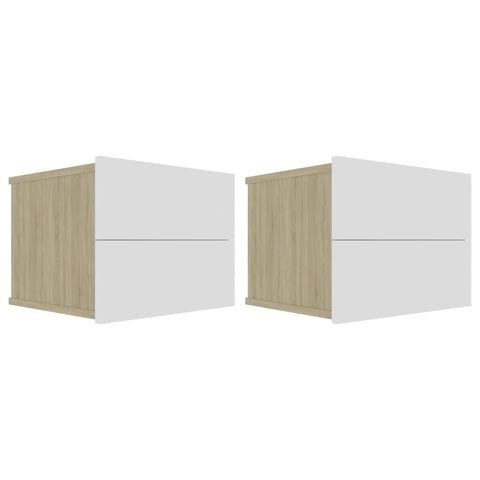 Bedside Cabinets 2 pcs White and Sonoma Oak Chipboard