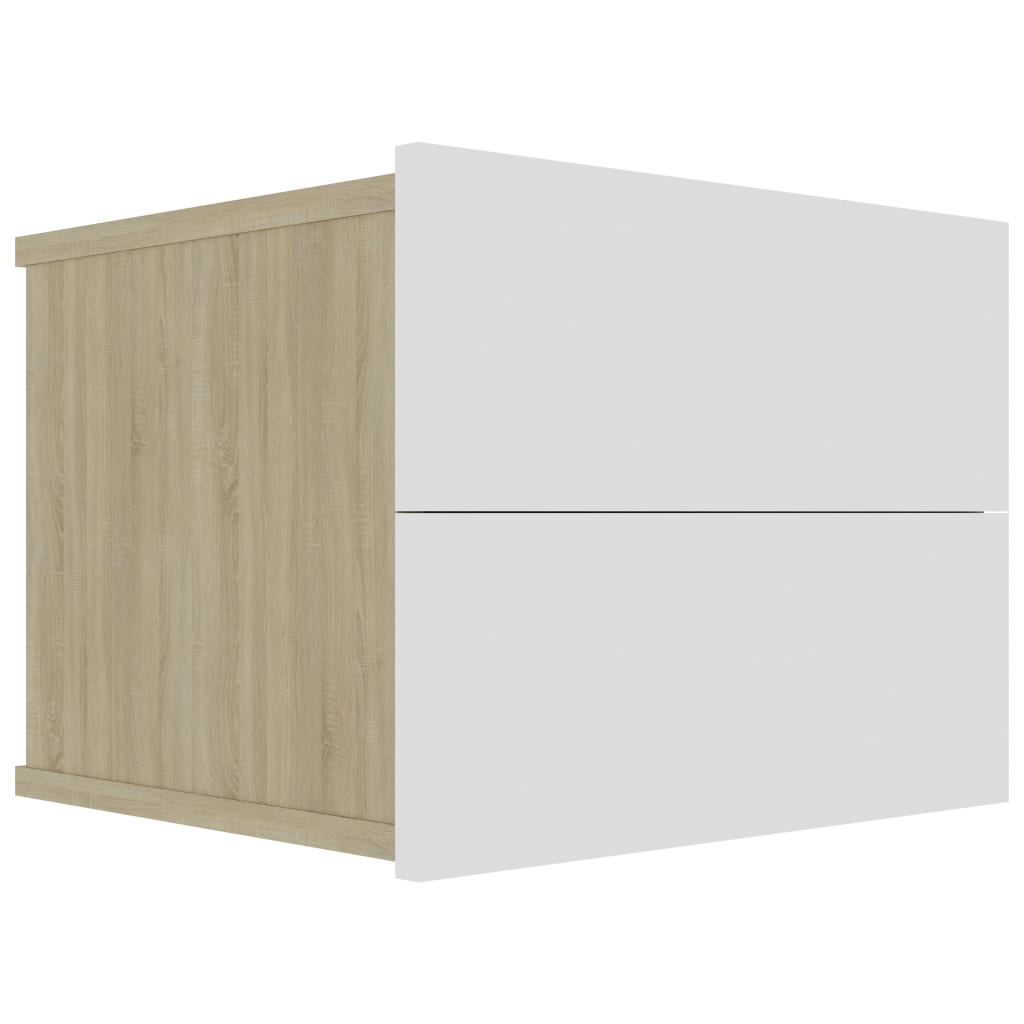 Bedside Cabinets 2 pcs White and Sonoma Oak Chipboard