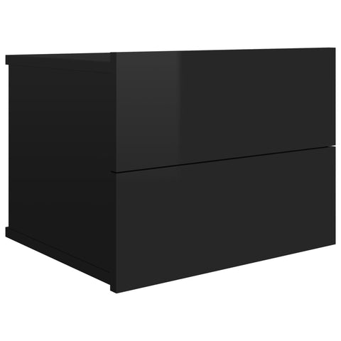 Bedside Cabinet High Gloss Black Chipboard