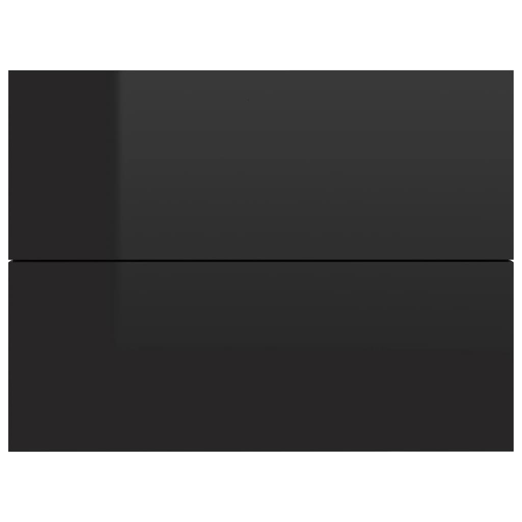 Bedside Cabinet High Gloss Black Chipboard