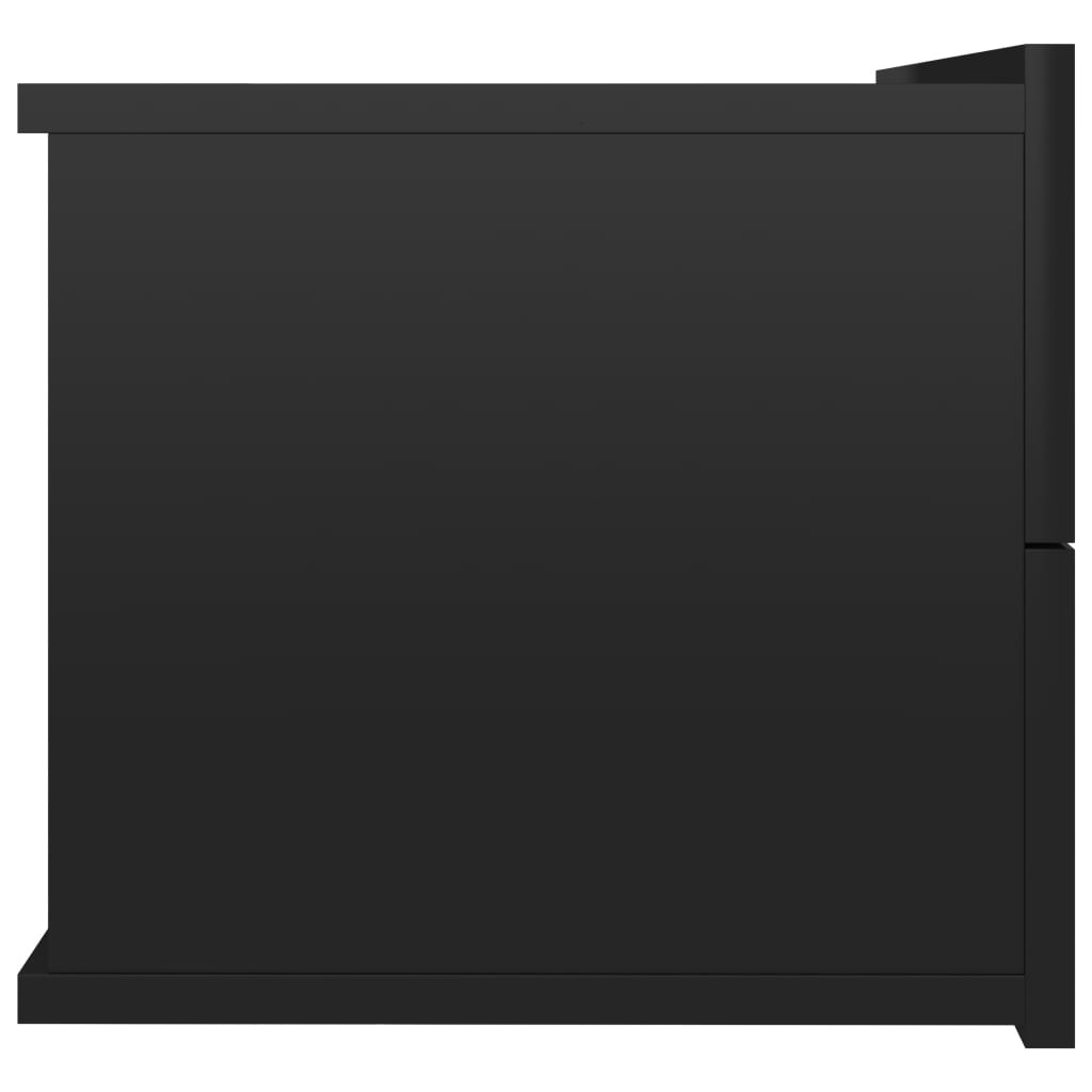 Bedside Cabinet High Gloss Black Chipboard