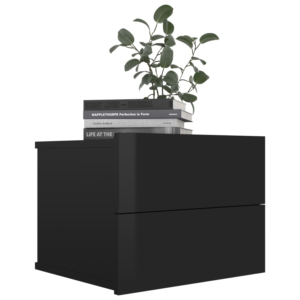 Bedside Cabinets 2 pcs High Gloss Black Chipboard