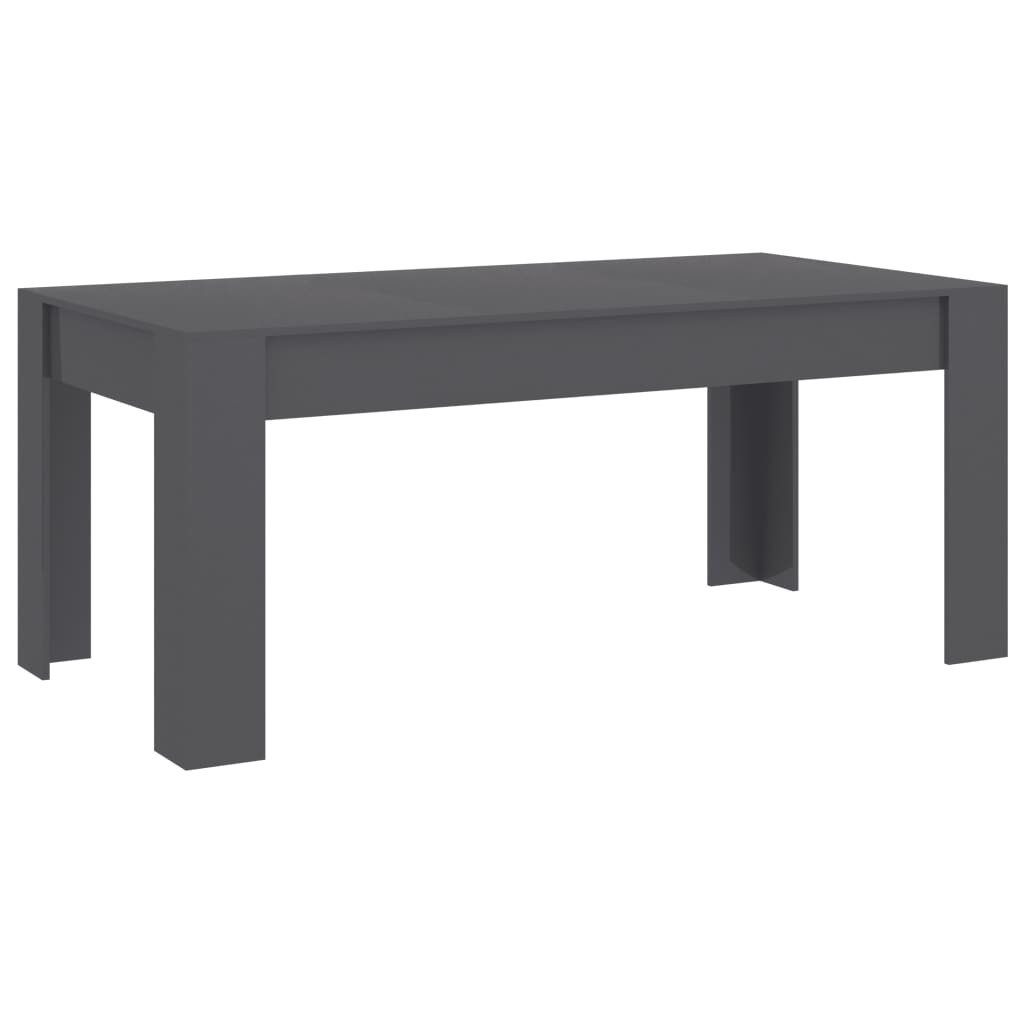 Dining Table High Gloss Grey 180x90x76 cm Chipboard