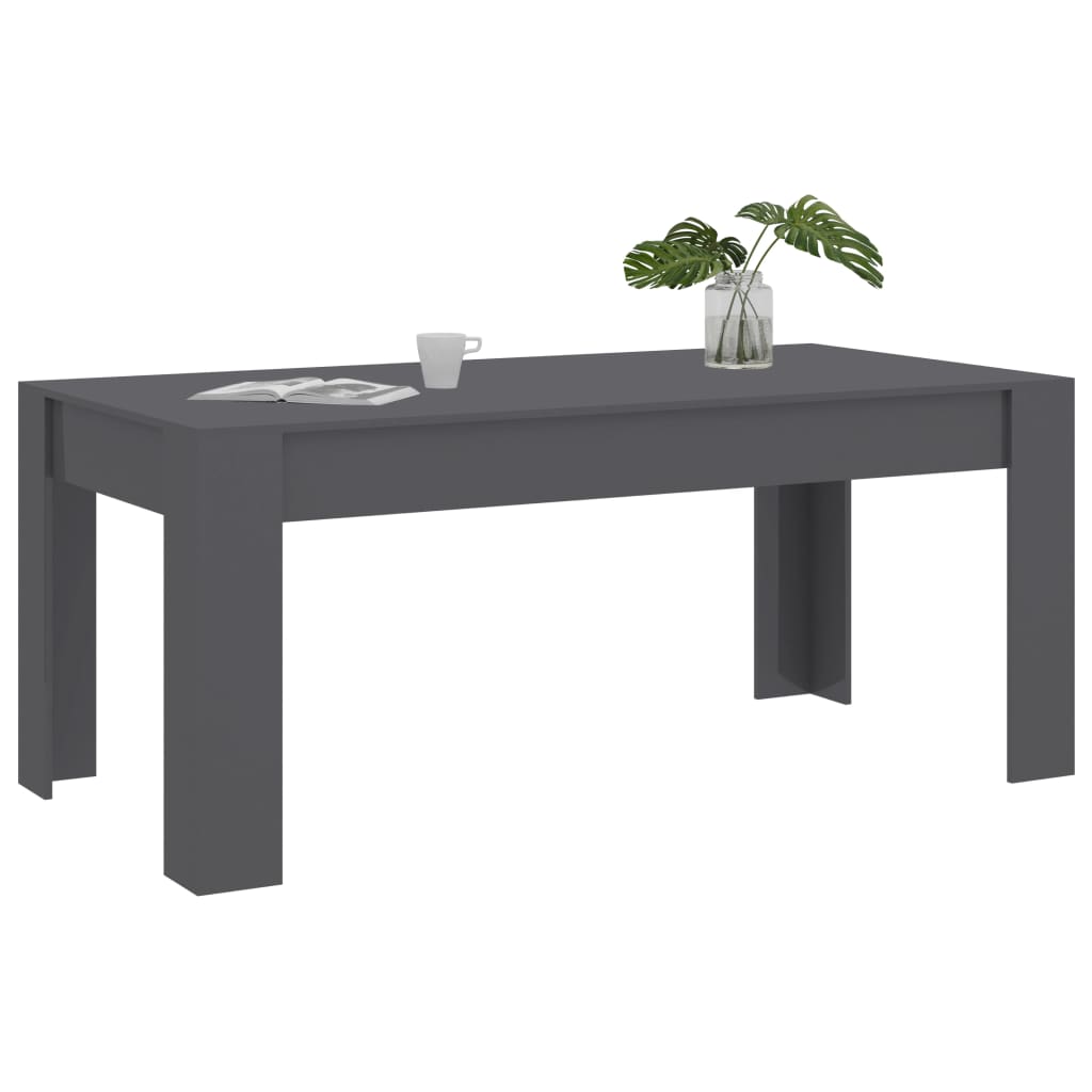 Dining Table High Gloss Grey 180x90x76 cm Chipboard
