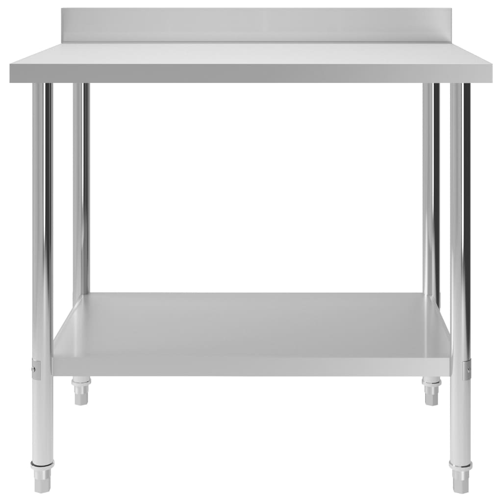 Kitchen Work Table with Backsplash - Stainless Steel