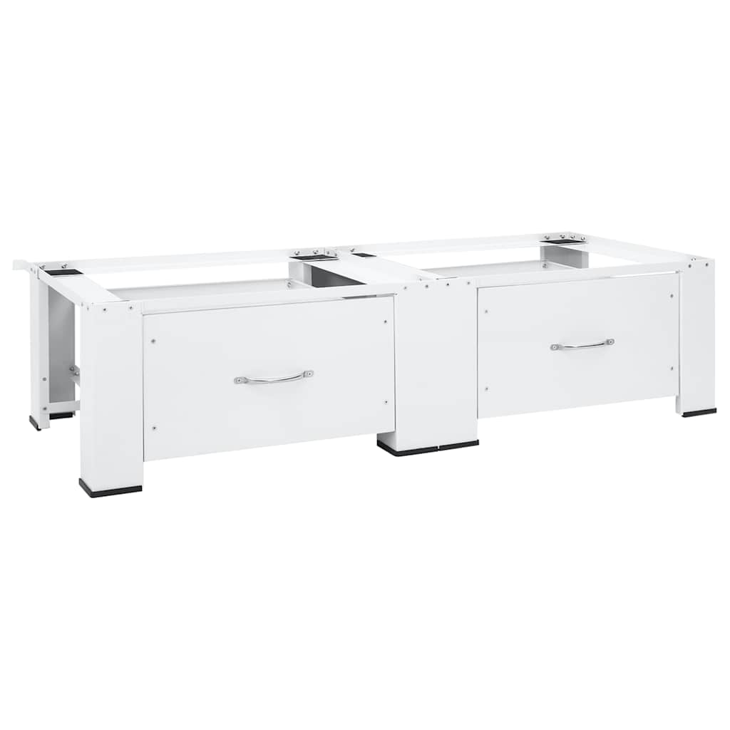 Double - Double Washing and Drying Machine stand with Drawers White