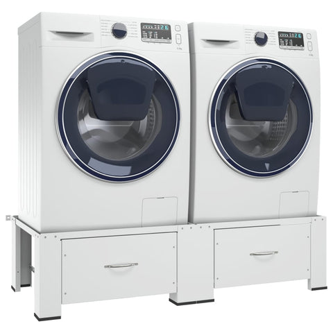 Double Washing and Drying Machine stand with Drawers White