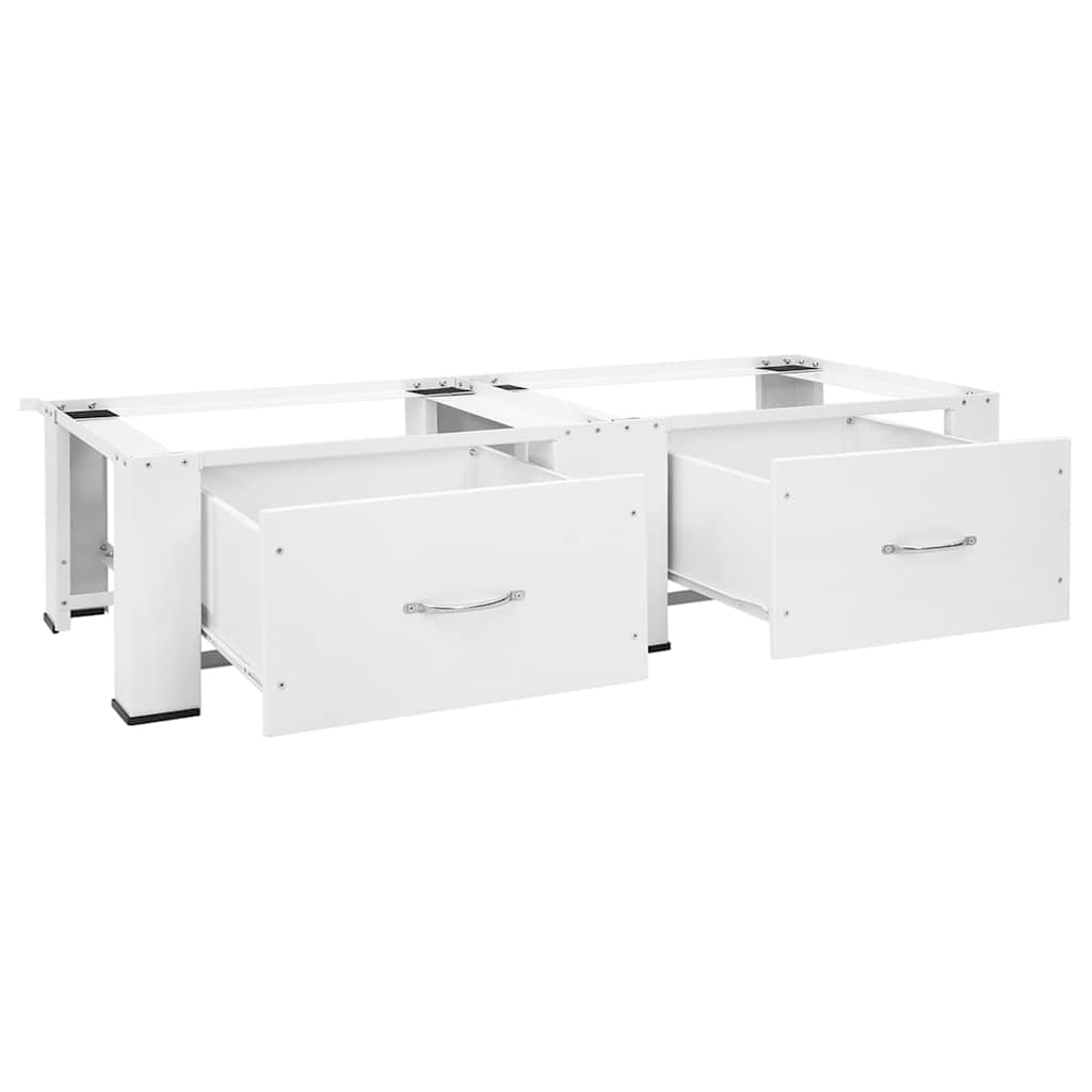Double Washing and Drying Machine stand with Drawers White | Washer & Dryer Accessories