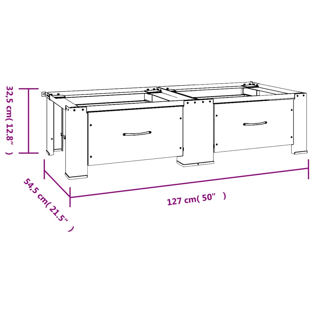 Double Washing and Drying Machine stand with Drawers White, Double