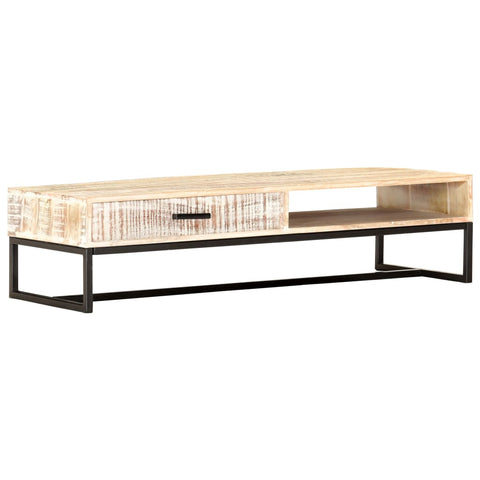 Coffee Table White Solid Acacia Wood