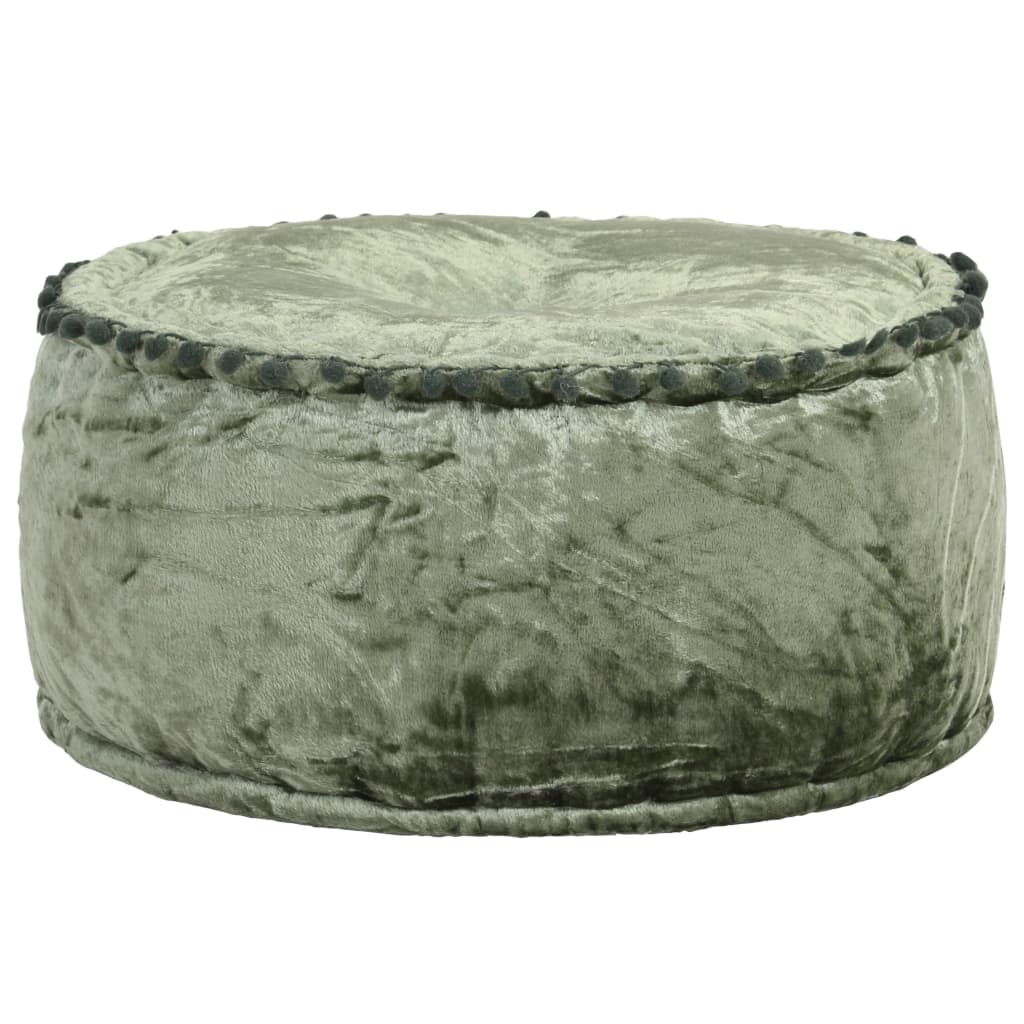 Green Velvet Round Pouffe Footrest 40cm | Simpledeals