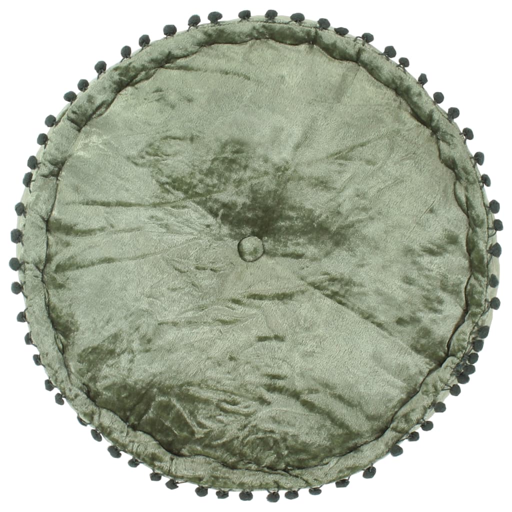 Green Velvet Round Pouffe Footrest 40cm | Simpledeals