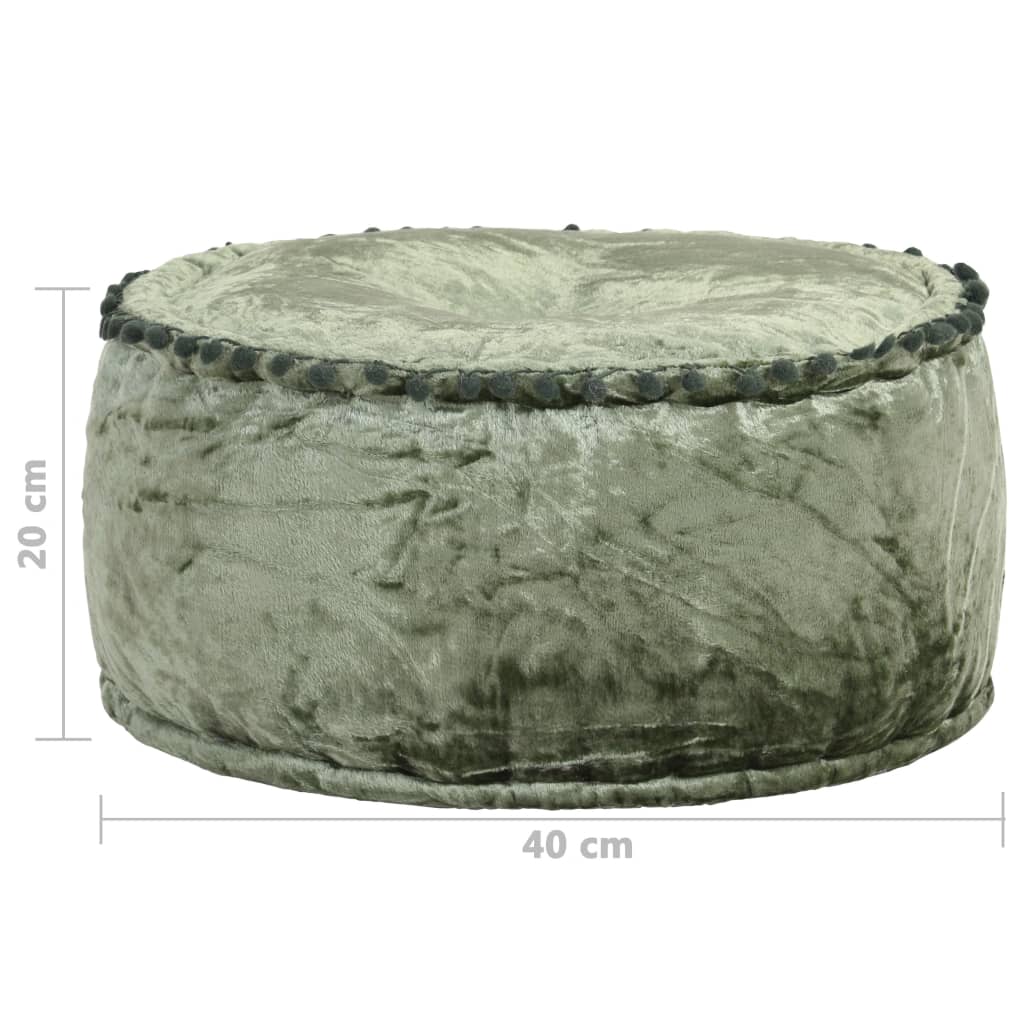Green Velvet Round Pouffe Footrest 40cm | Simpledeals