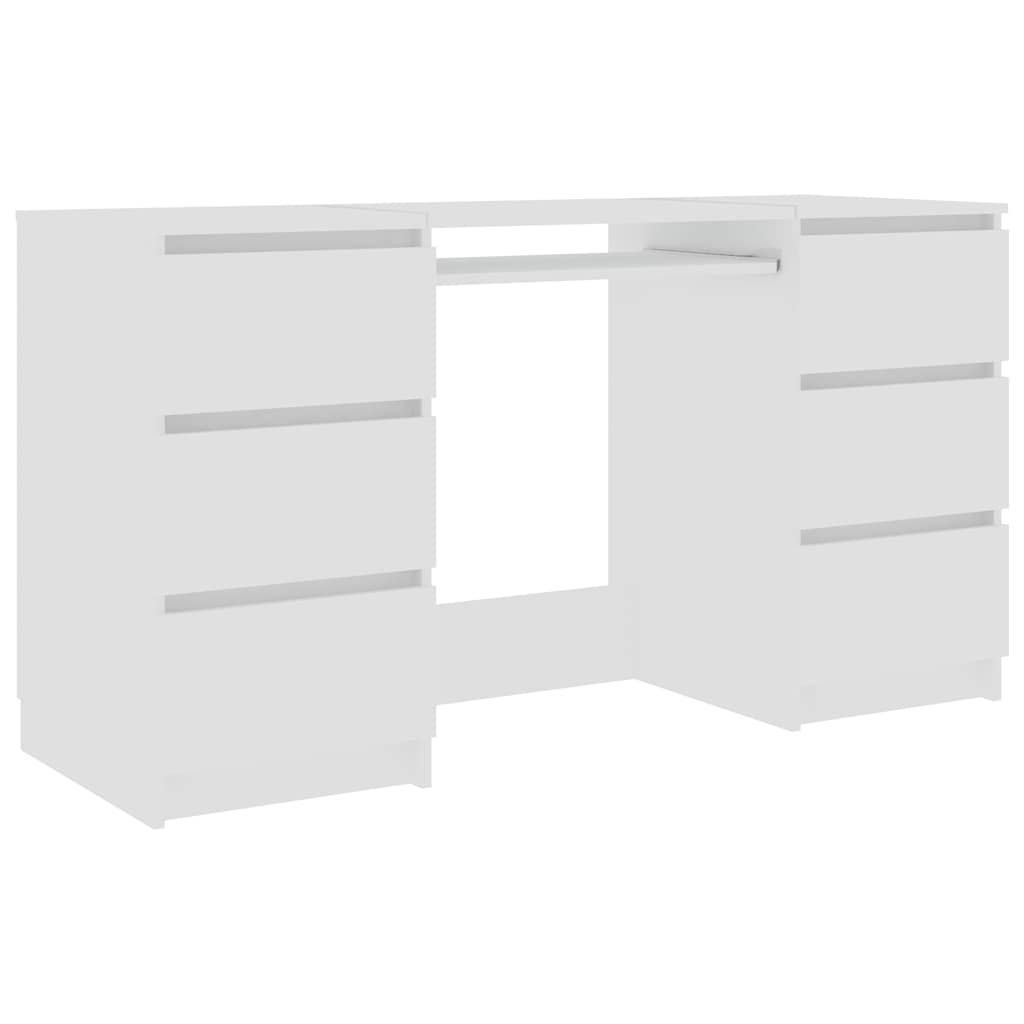 White Writing Desk 6 Drawers 140cm | Simpledeals