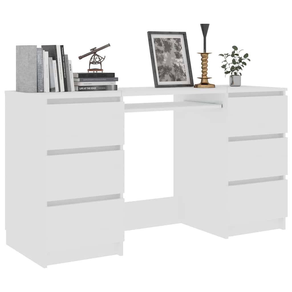 White Writing Desk 6 Drawers 140cm | Simpledeals