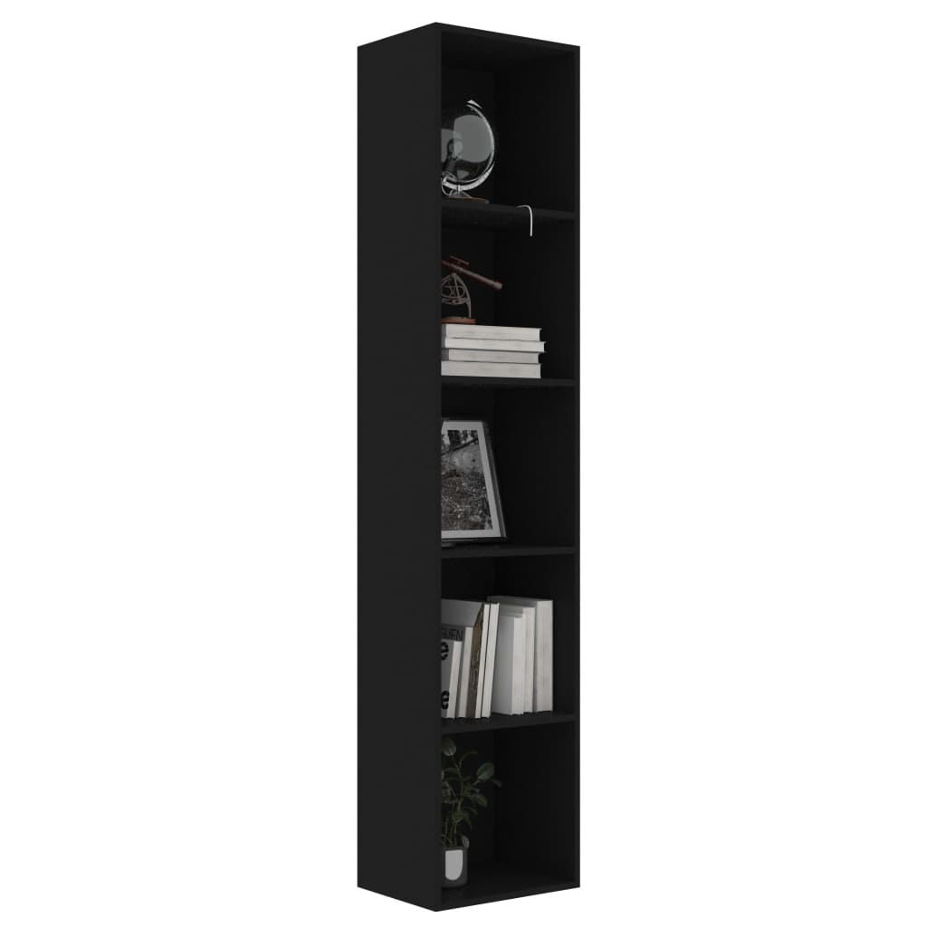 Book Cabinet Black Engineered Wood