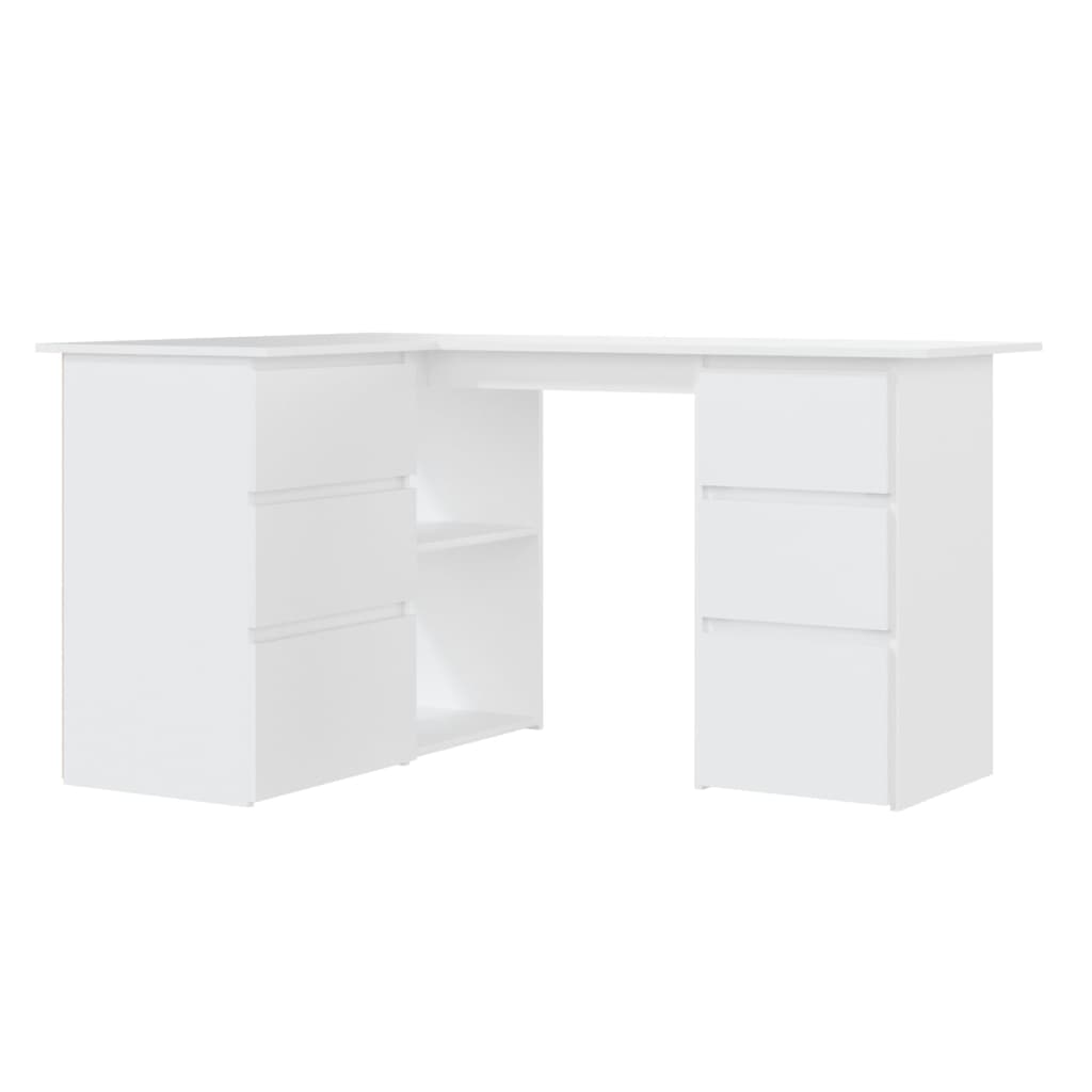 Corner Desk White Storage Drawers Shelves | Simpledeals