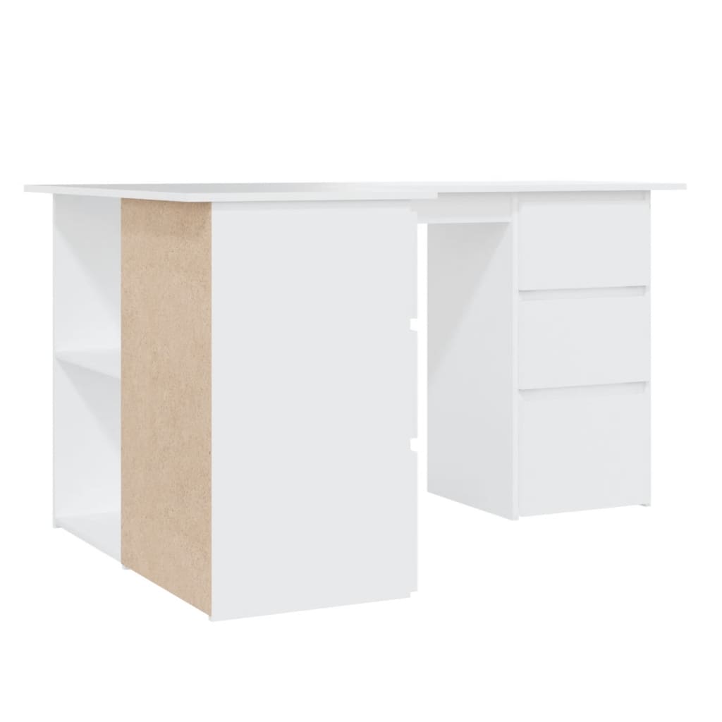 Corner Desk White Storage Drawers Shelves | Simpledeals
