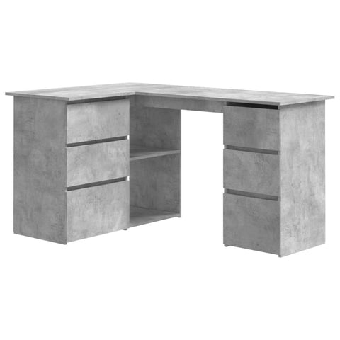Corner Desk Concrete Grey Chipboard