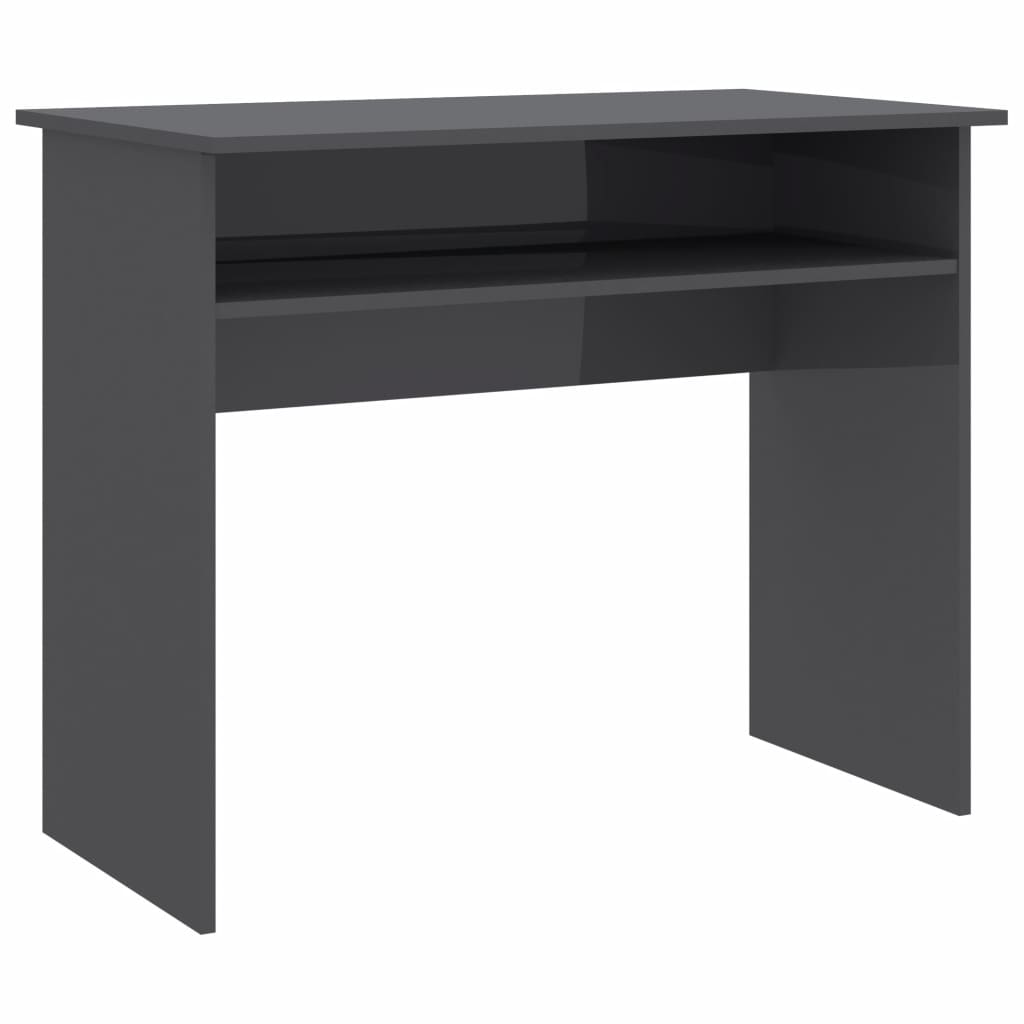 Desk High Gloss Grey 90x50x74 cm Chipboard