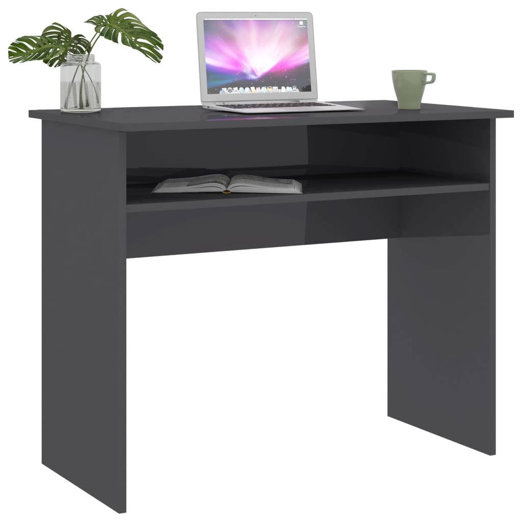 Desk High Gloss Grey 90x50x74 cm Chipboard