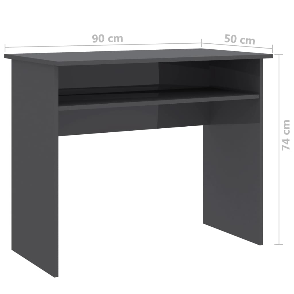 Desk High Gloss Grey 90x50x74 cm Chipboard