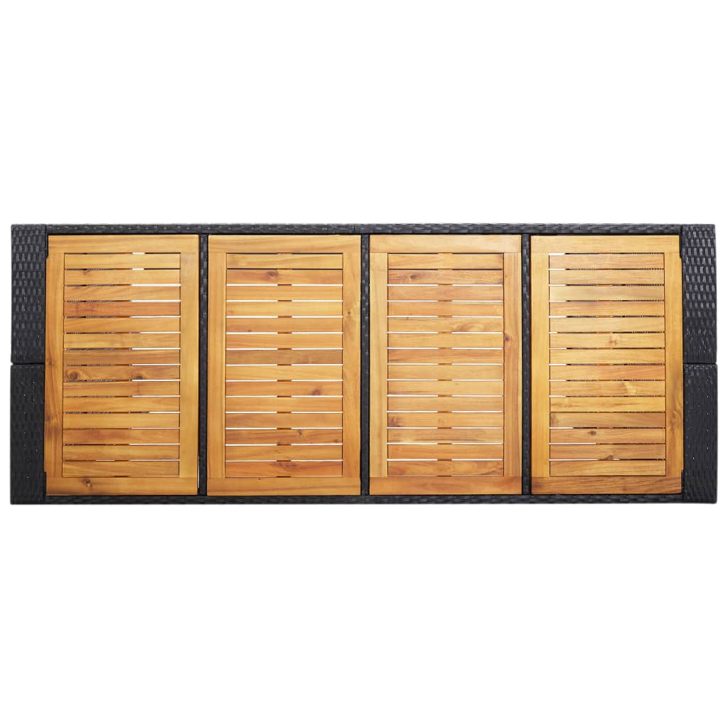 9 Piece Outdoor Bar Set Poly Rattan and Acacia Wood Black
