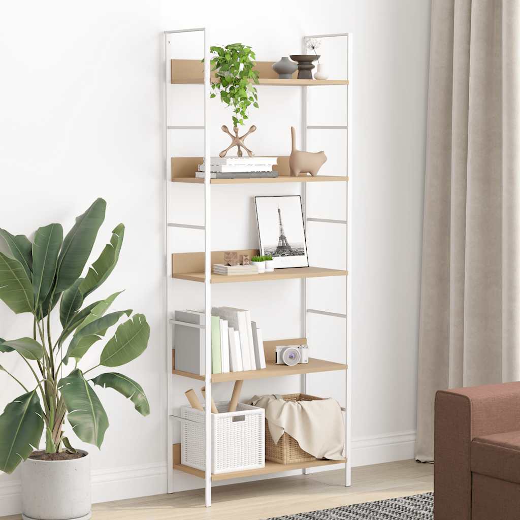 5-Tier Bookshelf Oak 158cm Engineered Wood | Simpledeals
