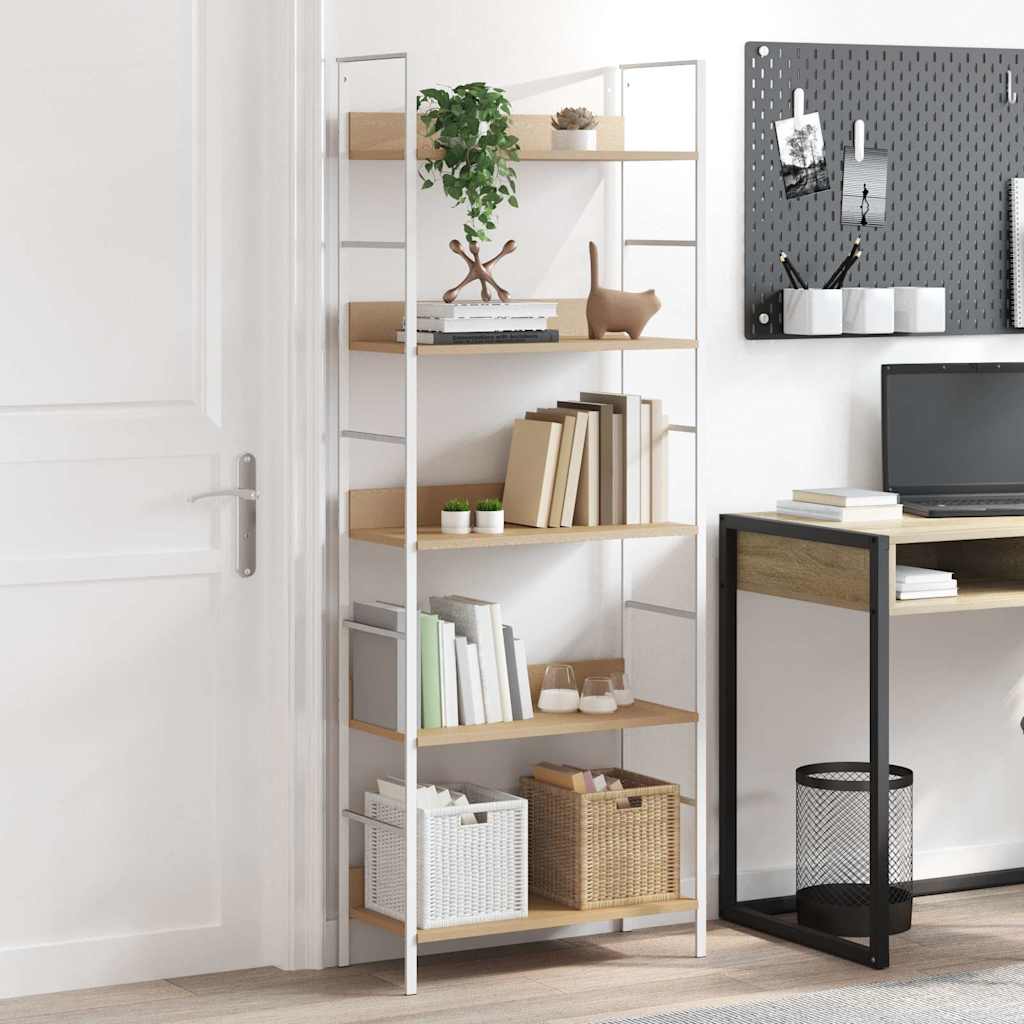 5-Tier Bookshelf Oak 158cm Engineered Wood | Simpledeals