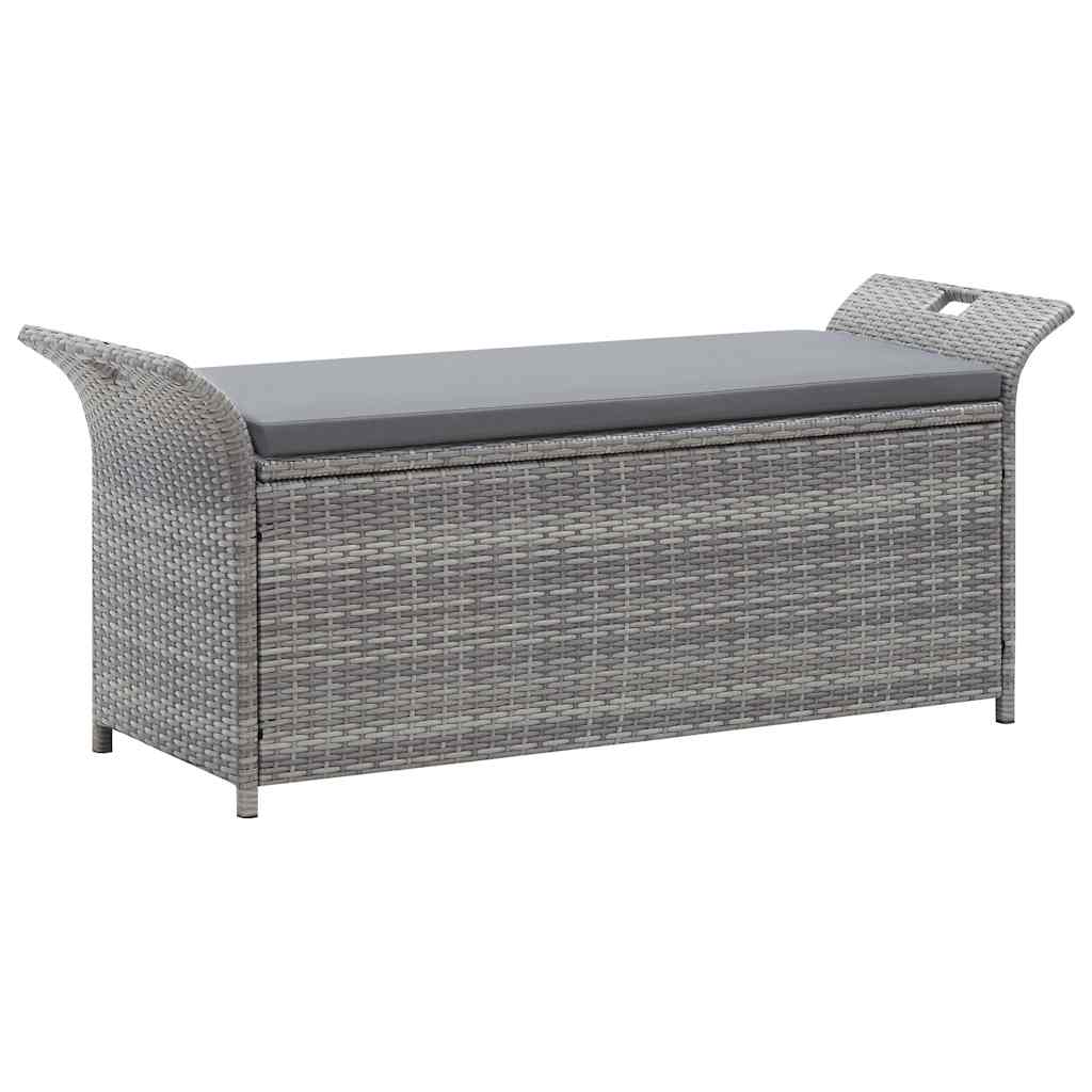 Outdoor Storage Bench Grey Poly Rattan 138cm | Simpledeals