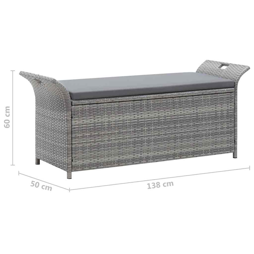 Outdoor Storage Bench Grey Poly Rattan 138cm | Simpledeals