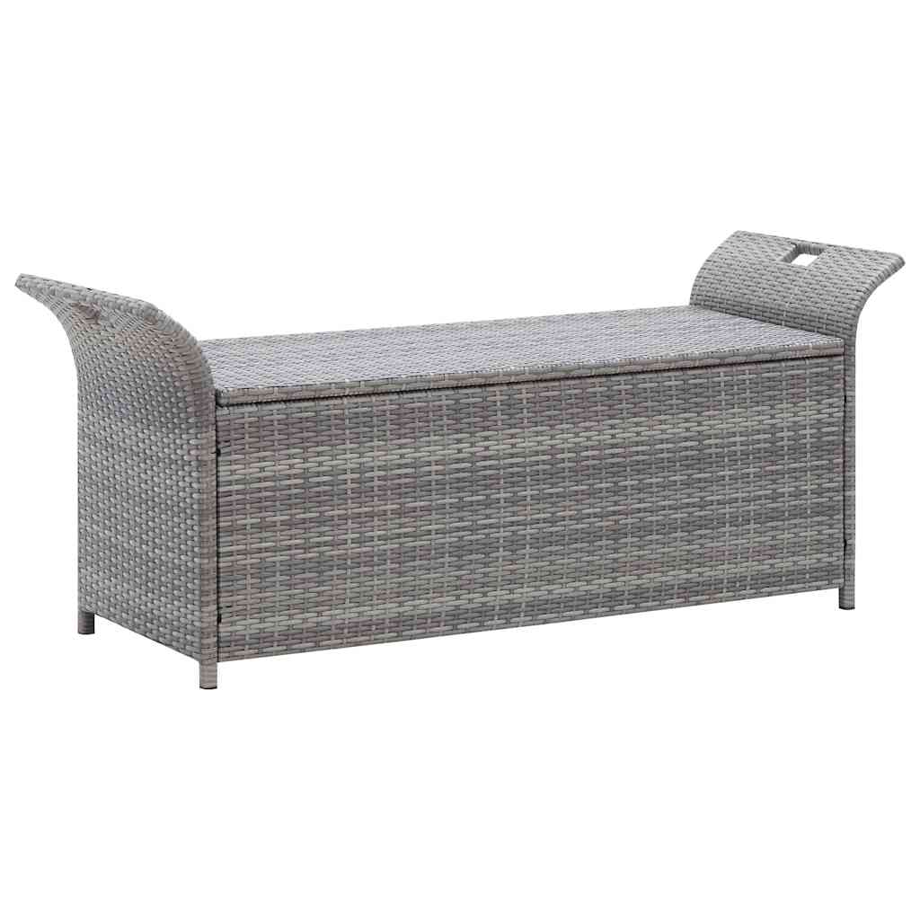 Outdoor Storage Bench Grey Poly Rattan 138cm | Simpledeals