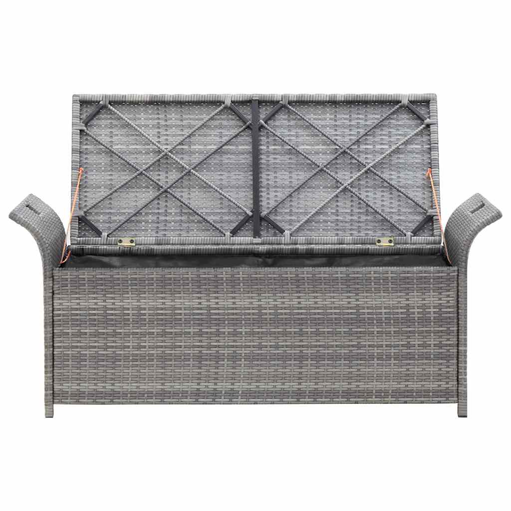 Outdoor Storage Bench Grey Poly Rattan 138cm | Simpledeals