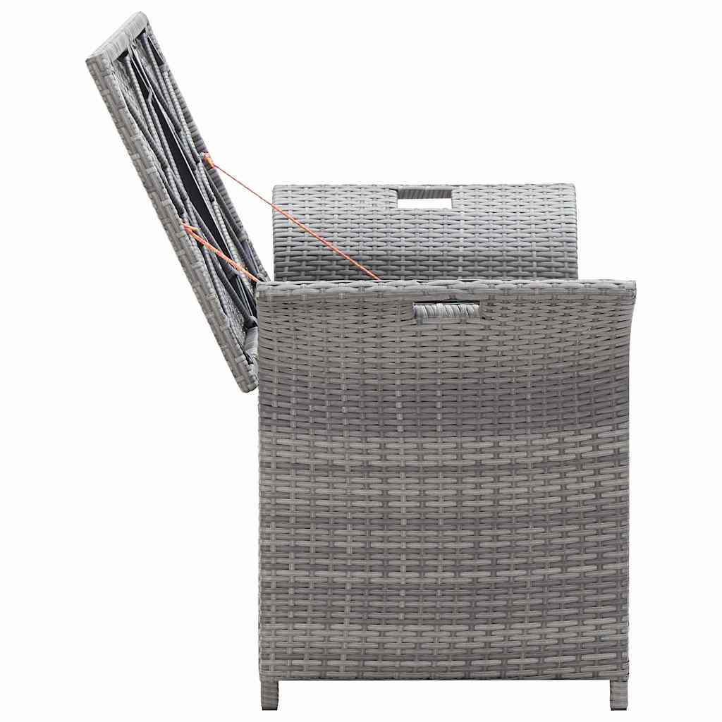 Outdoor Storage Bench Grey Poly Rattan 138cm | Simpledeals