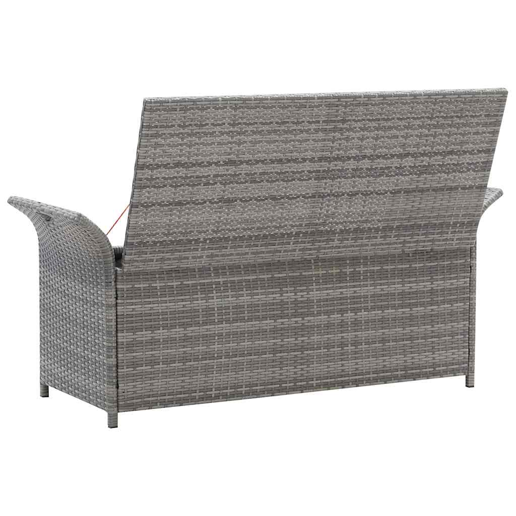 Outdoor Storage Bench Grey Poly Rattan 138cm | Simpledeals