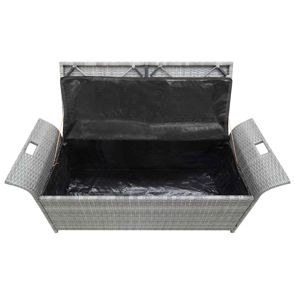 Outdoor Storage Bench Grey Poly Rattan 138cm | Simpledeals