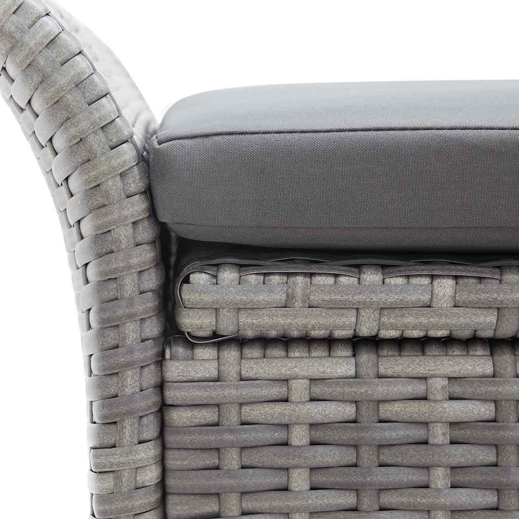Outdoor Storage Bench Grey Poly Rattan 138cm | Simpledeals