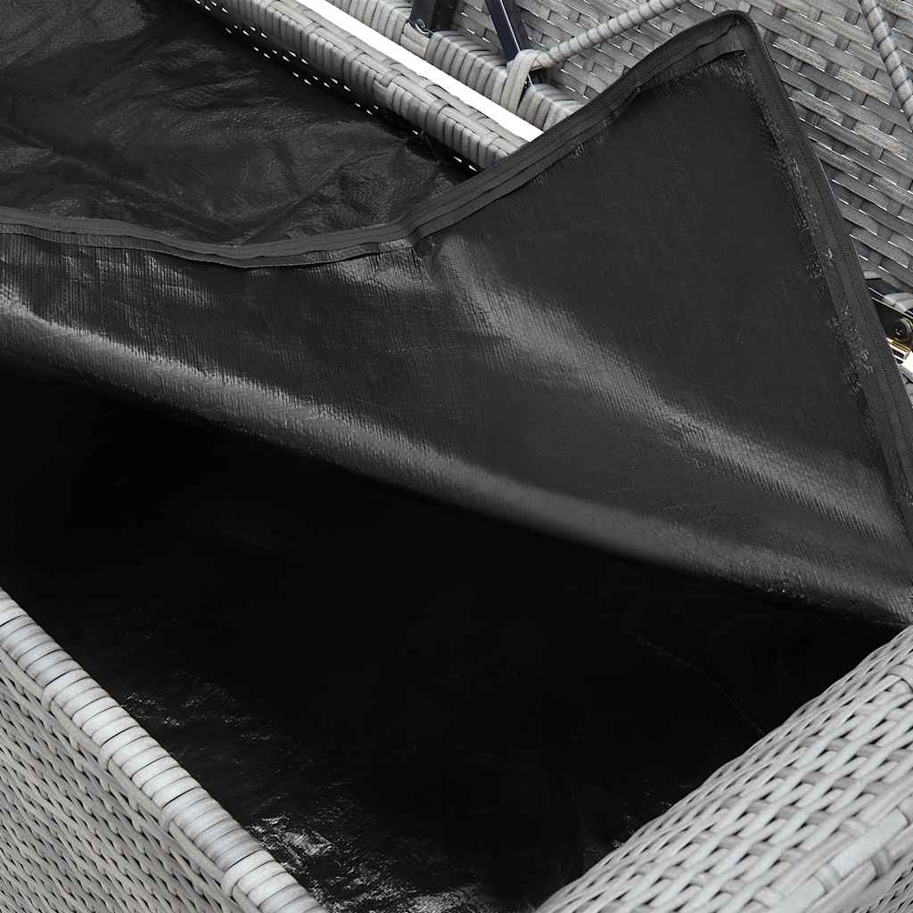 Outdoor Storage Bench Grey Poly Rattan 138cm | Simpledeals