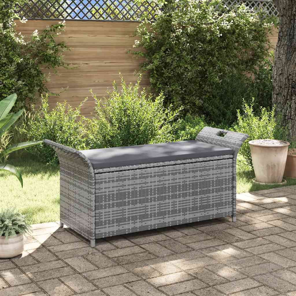 Outdoor Storage Bench Grey Poly Rattan 138cm | Simpledeals