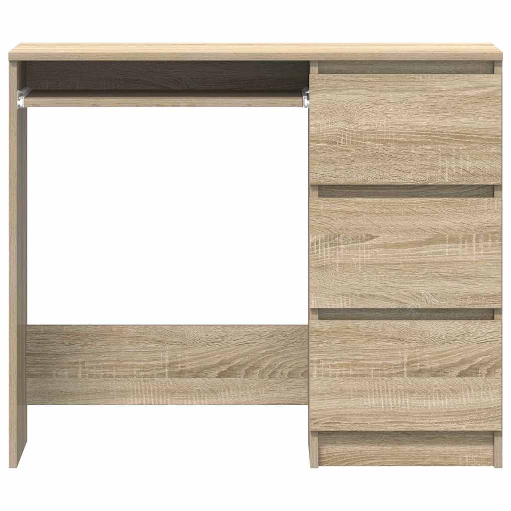 Sonoma Oak Desk 3 Drawers 90cm Engineered Wood | Simpledeals