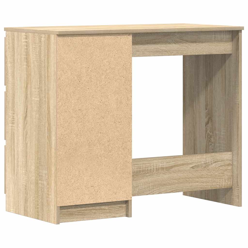Sonoma Oak Desk 3 Drawers 90cm Engineered Wood | Simpledeals