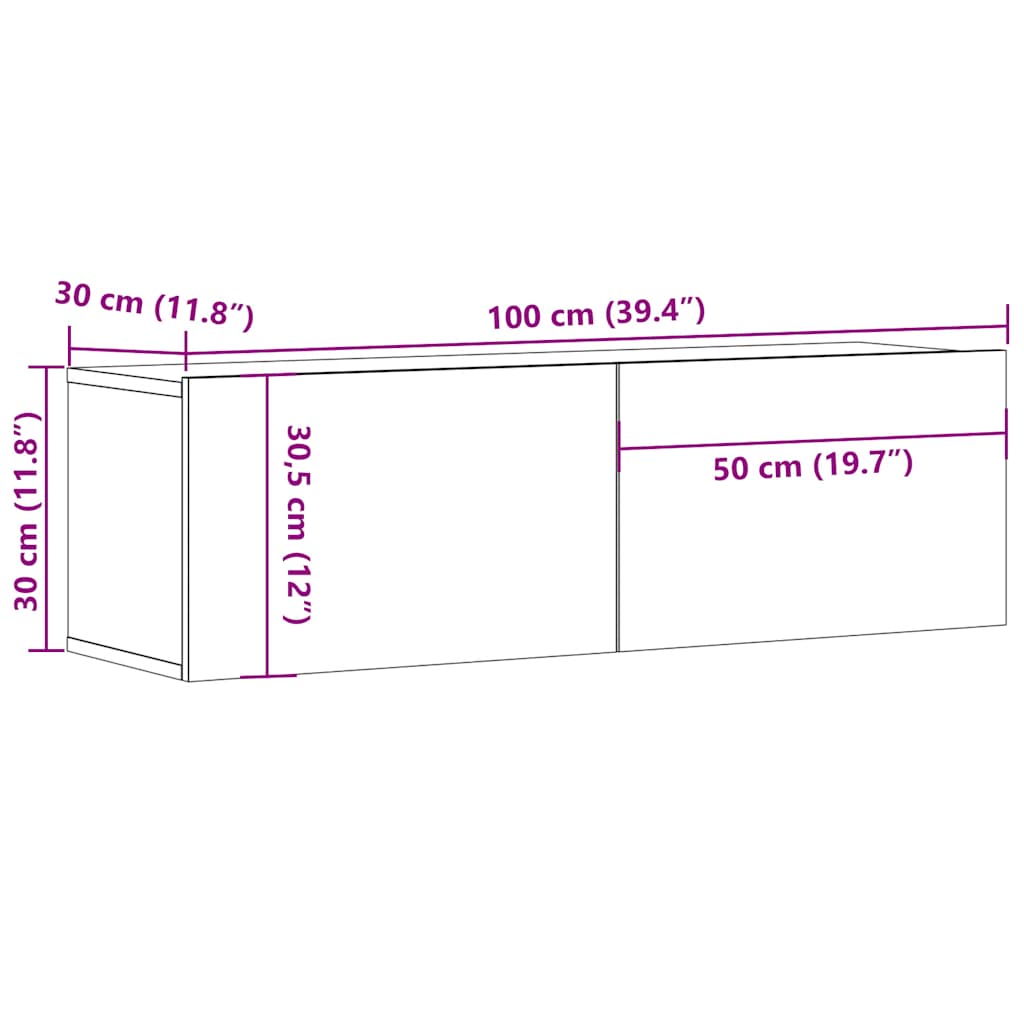 Wall Mounted TV Cabinet White 100cm | Simpledeals