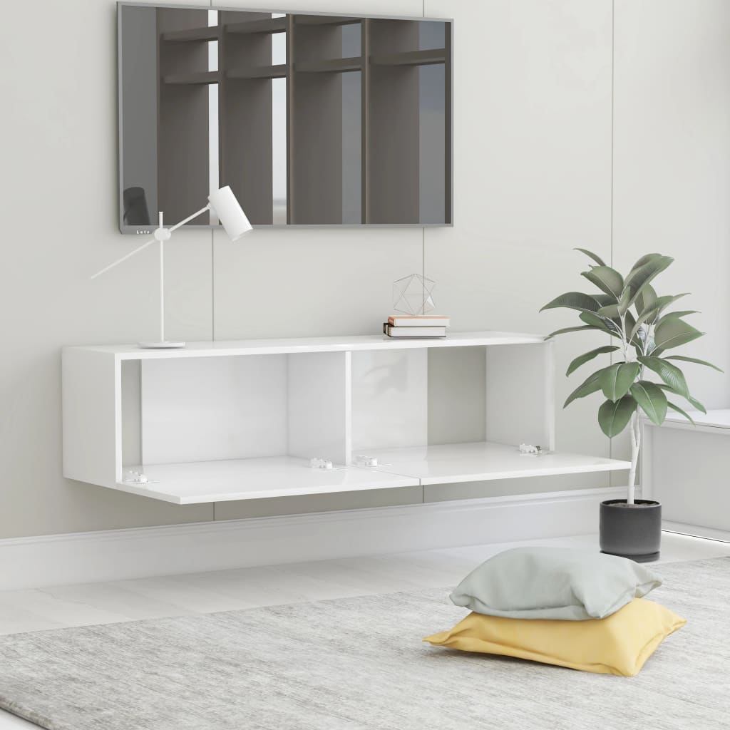 TV Cabinet High Gloss White Engineered Wood