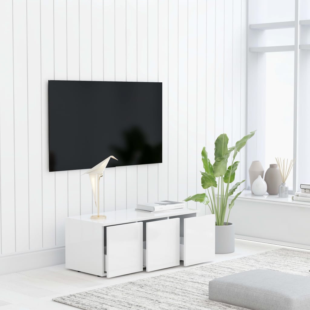 TV Cabinet White Engineered Wood