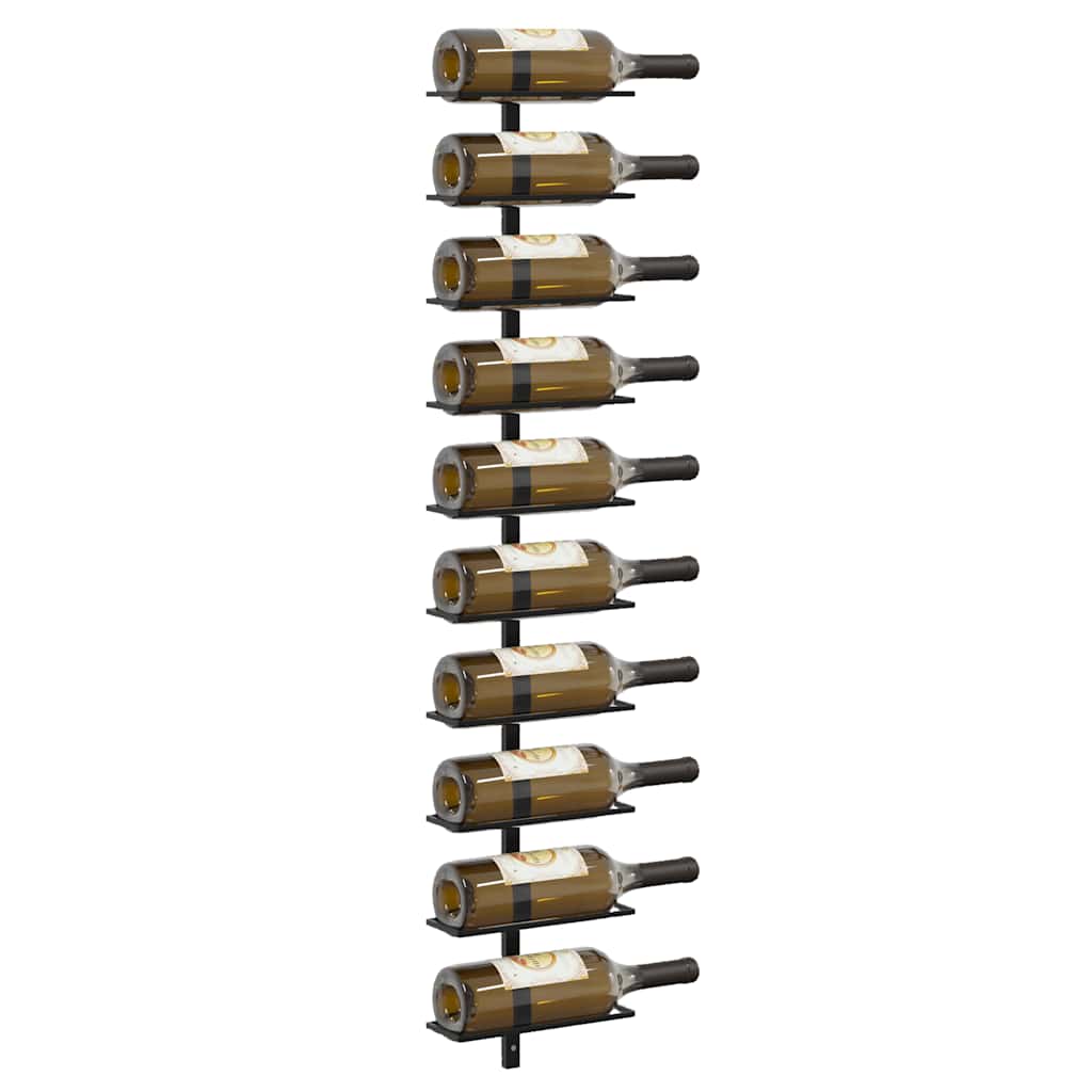 Wall-mounted Wine Racks for 20 Bottles 2 pcs Black Metal, Metal finish