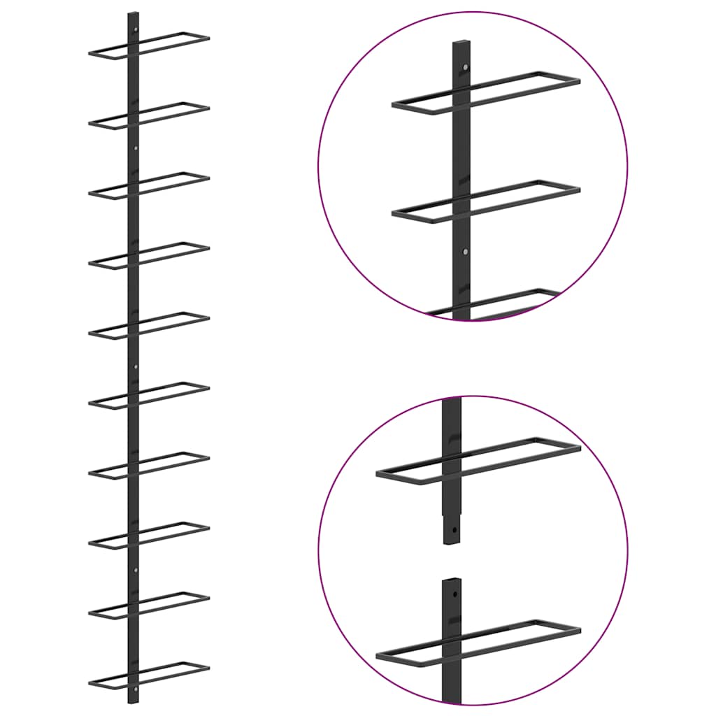 Wall-mounted Wine Racks for 20 Bottles 2 pcs Black Metal | 2 Pcs