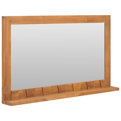 Wall Mirror with Shelf 100x12x60 cm Solid Teak Wood