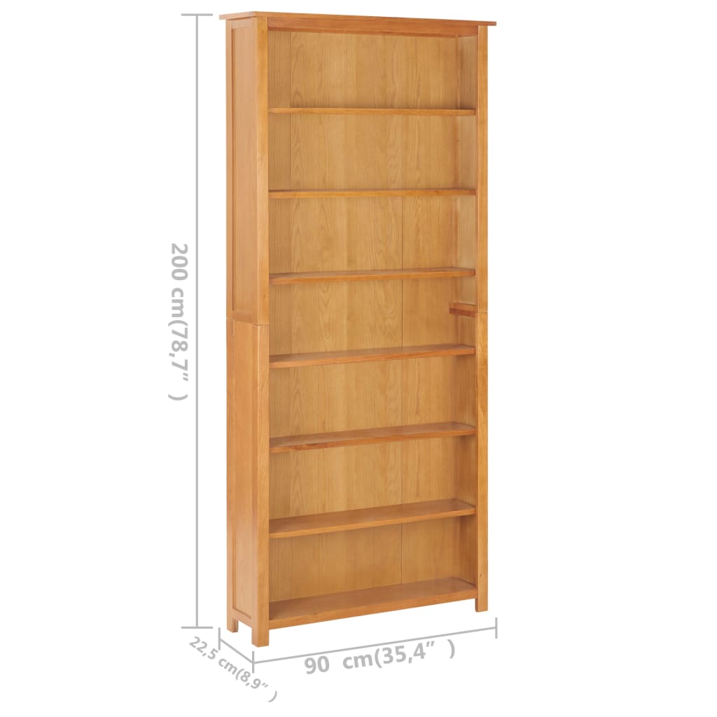 6-Tier Bookcase 90x22.5x200 cm Solid Oak Wood