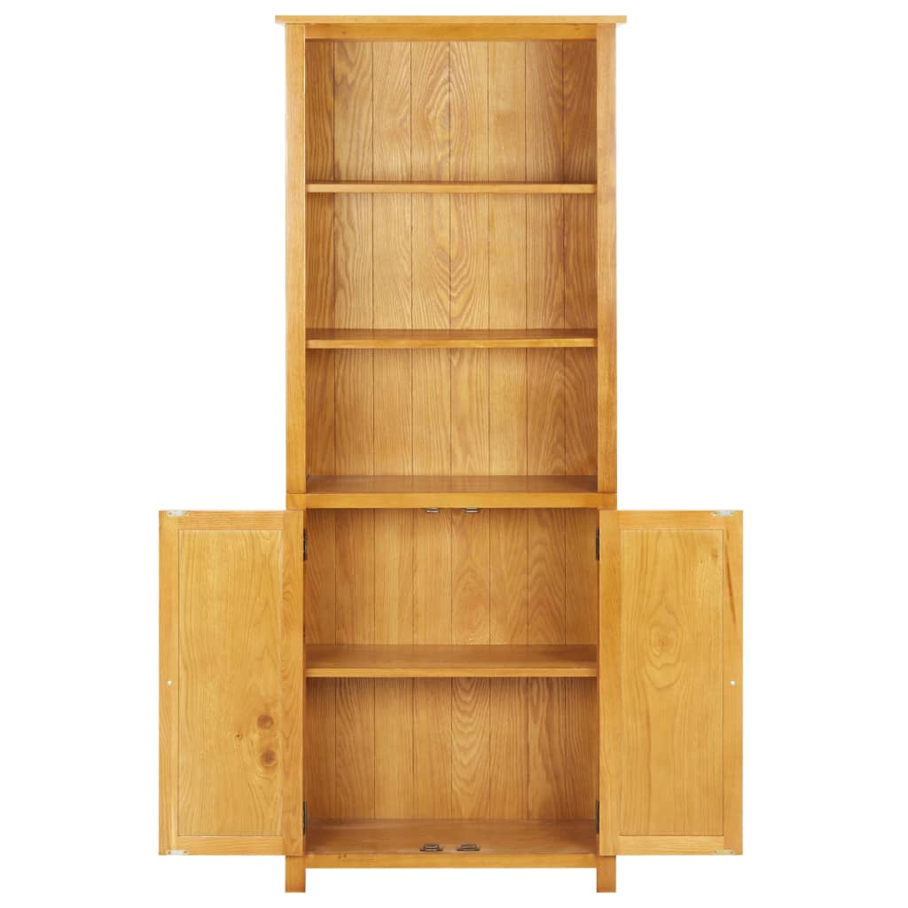 Bookcase with 2 Doors 70x30x180 cm Solid Oak Wood
