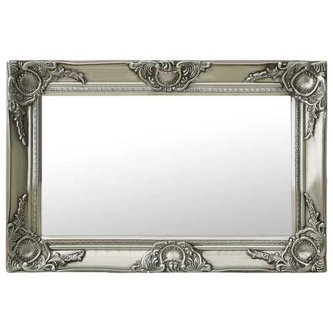 Wall Mirror Baroque Style Silver